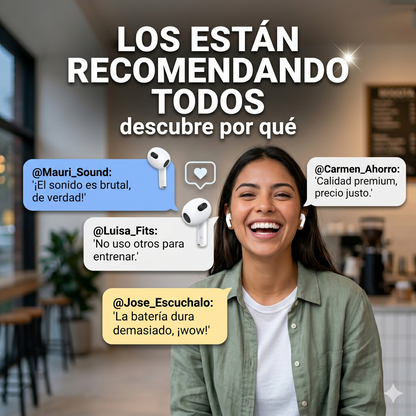 Airpods 3ra Generación – Bluetooth · 24h Batería · Carga Inalámbrica